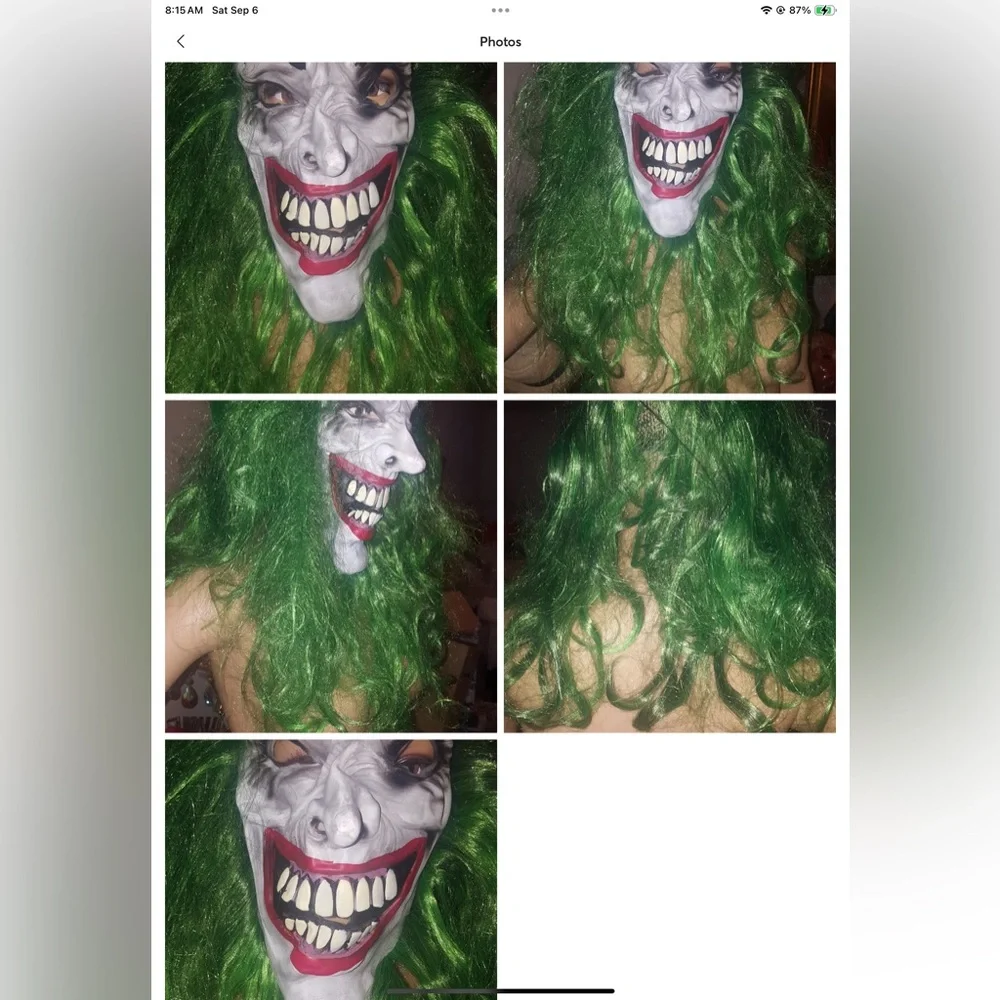 Clown Mask with Hair Costume Party Cosplay Jokester Clown NWOT Costume Mask